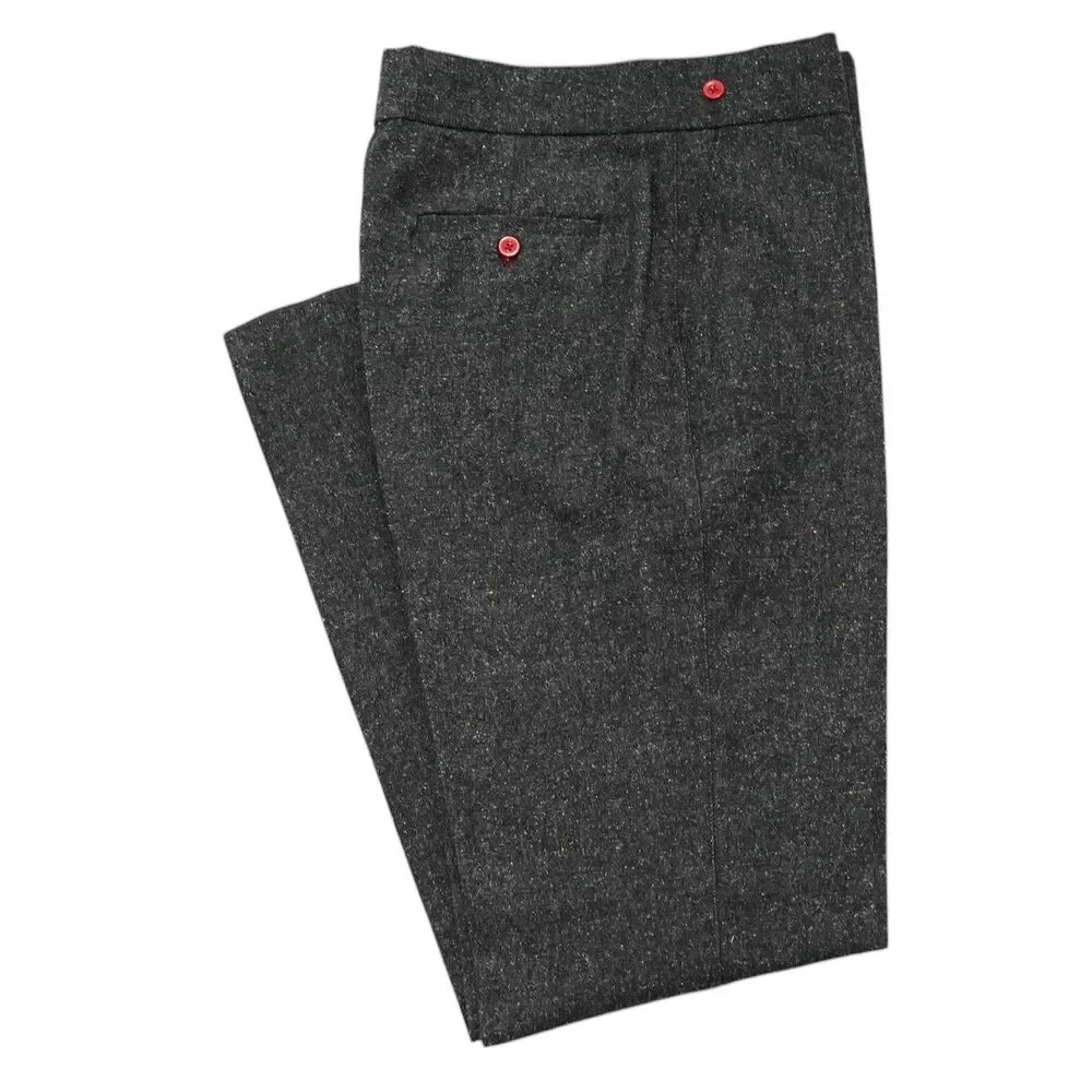 Mens 32 Gurkha Pants Charcoal Donegal Speckled Cotton High Waist Flat Front